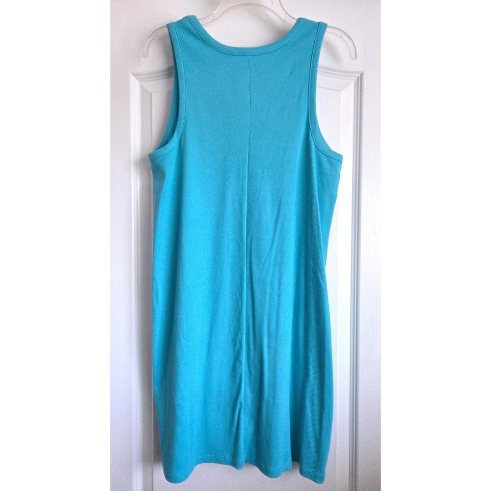 A New Day Teal Ribbed Knit Tank Mini Dress Sz XL Sleeveless Crew Neck NEW - Picture 2 of 4